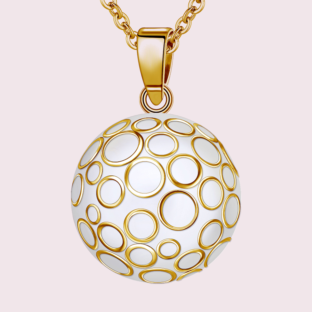Bola de grossesse bulles dorées, boule émaillée blanche de 22 mm