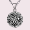 Bola de grossesse vintage fleur et arabesques, finition vieil argent