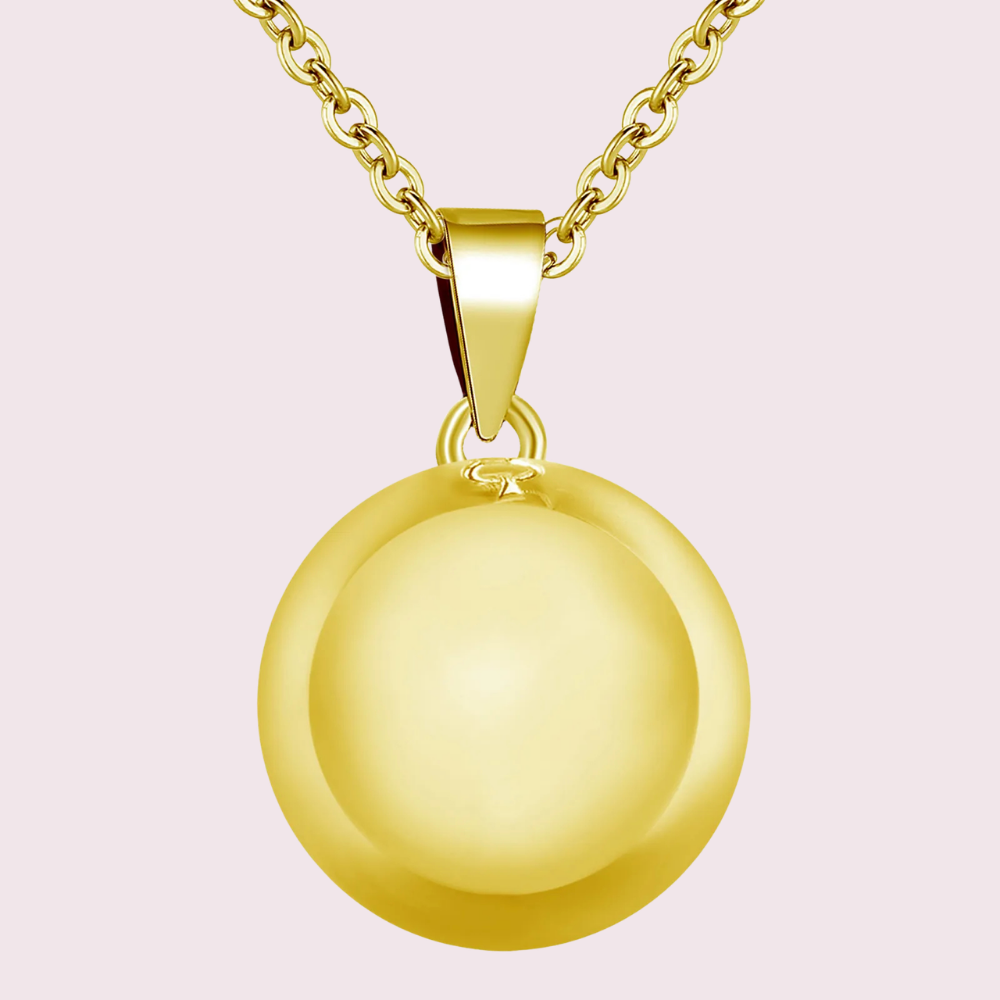 Bola de grossesse lisse doré sur chaîne longue