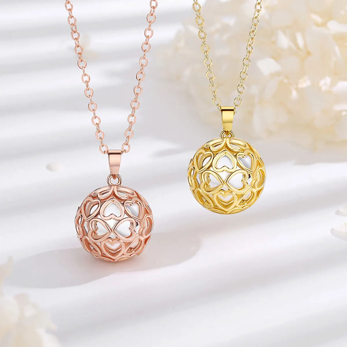Bolas de grossesse cœur ajouré or rose et doré