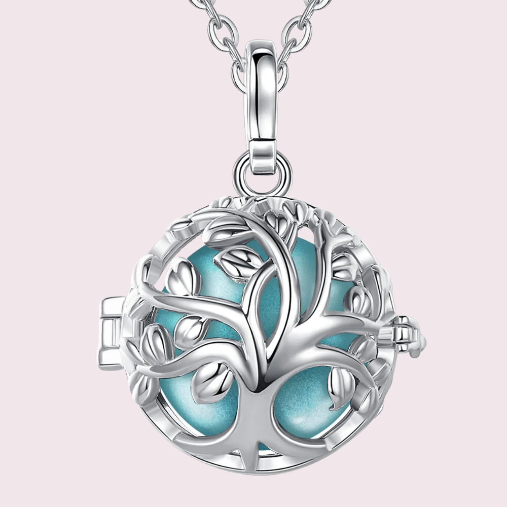 Bola de grossesse arbre de vie ajouré, bille turquoise
