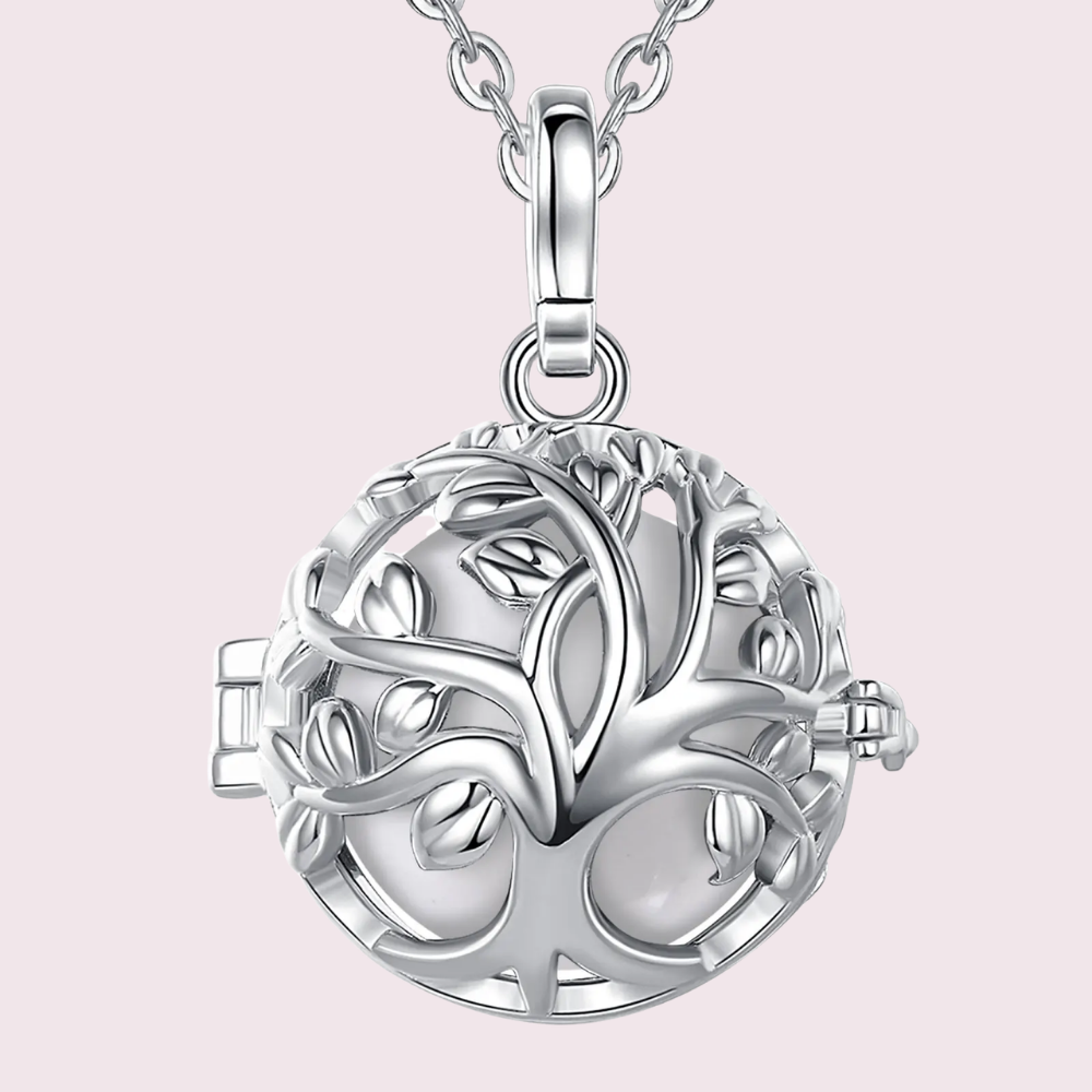 Bola de grossesse arbre de vie ajouré, bille blanche