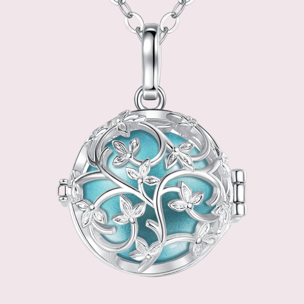Bola de grossesse arbre de vie feuillage, bille turquoise