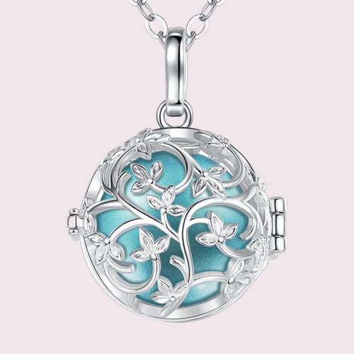 Bola de grossesse arbre de vie feuillage, bille turquoise