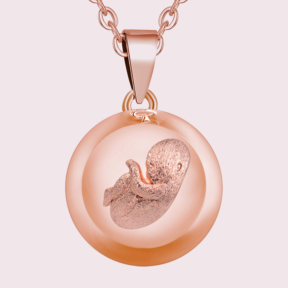 Bola de grossesse bébé en relief, finition or rose